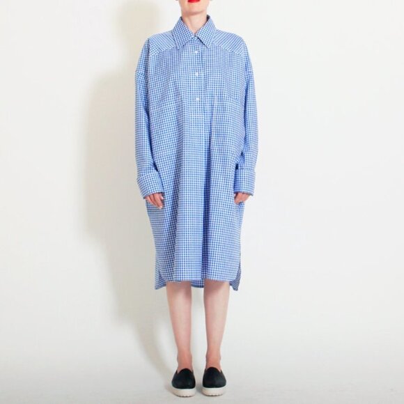 FFIXXED STUDIOS Dresses & Skirts - FFIXXED STUDIOS Women Chingy Shirt Dress Long Sleeve Cotton Blue White Size M